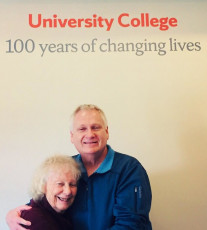 With her proud son, Dennis, by her side, Barbara Giacino returns to Syracuse University more than 60 years after leaving campus.